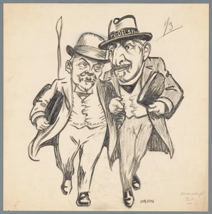 Troelstra og Kolkman Romantisk kjærlighet ved grunnlovsreformen (tittel på objekt) av Patricq Kroon (signed by artist)