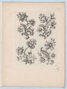 Serie med små blomstermotiver, Plate 2, ca. 1670-85., ca. 1670-85. av Paul Androuet Du Cerceau