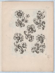 Serie med små blomstermotiver, plate 3, ca. 1670-85., ca. 1670-85. av Paul Androuet Du Cerceau