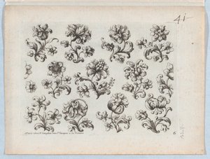 Serie med små blomstermotiver, tallerken 6, ca. 1670-85., ca. 1670-85. av Paul Androuet Du Cerceau