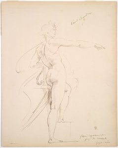 Studie av Apollo for Marsyas (recto); Ansikt i profil (verso) av Paul Baudry
