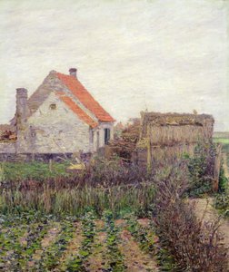 Våningshus med grønnsakshage (olje på lerret) av Paul Baum