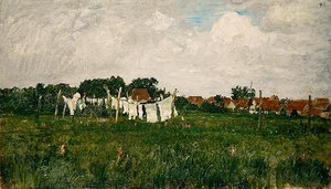 Mecklenburg, Landskap med den lille byen Schwann på Warrow av Paul Baum