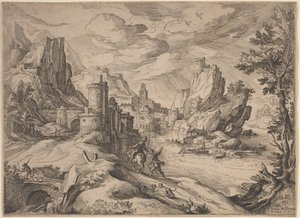Elvelandskap med reisende av Paul Bril