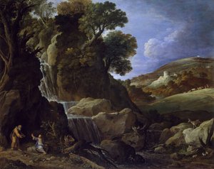 Kristus fristet i villmarken, 1626. av Paul Brill