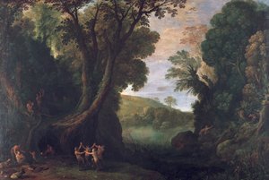 Landskap med satyrer og mytologisk landskap