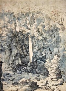 Foss nær Tivoli (penn og svart i med vask)