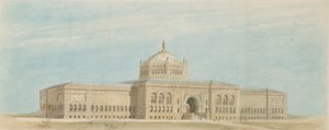 Verdens Columbian Exposition Fine Arts Museum, Chicago, Illinois, Perspective, ca. 1890-1891. av Paul C. Lautrup