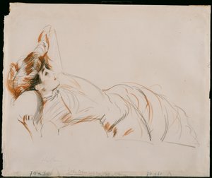 En elegant dame liggende av Paul Cesar Helleu
