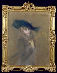 Elegant Lady (pastell på papir) av Paul Cesar Helleu