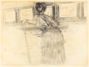 Foran Watteaus i Louvre av Paul Cesar Helleu