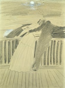 Jeanne Hugo og Jean Charcot ved Hauteville House, Guernsey (pastell på papir) av Paul Cesar Helleu