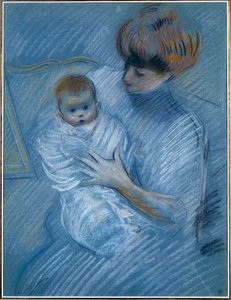 Barsel. Tegning av Paul Helleu (1859-1927), 1900-tallet. Portrett av en mor med barnet sitt. Bayonne, Musee Bonnat av Paul Cesar Helleu