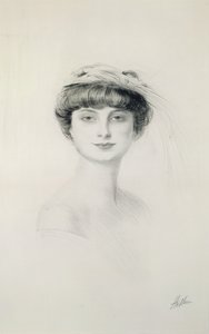 Portrett av Anna de Noailles (1876-1933) (tørrpunkt på papir) av Paul Cesar Helleu