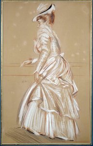 Portrett av en kvinne i hvitt. Tegning av Paul Helleu (1859 - 1927), 1900-tallet. Bayonne, Musee Bonnat av Paul Cesar Helleu