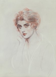 Kunstnerens datter (farget blyant på papir) av Paul Cesar Helleu