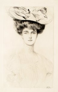 Junge Frau mit Hut av Paul Cesar Helleu