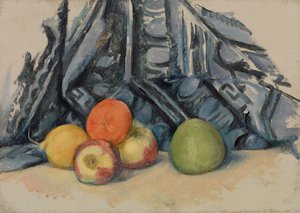 Epler og klut av Paul Cézanne