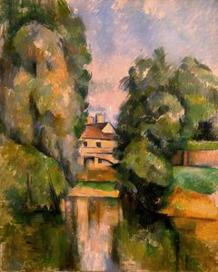 Landsted ved en elv av Paul Cézanne