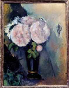 Blomster i en blå vase-maleri av Paul Cezanne (1839-1906) Søn fra 1800-tallet. 0,3x0,23 m Paris, Musee de l