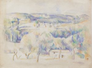 Hus og lund, ca. 1890 (blyant og akvarell på papir) av Paul Cézanne