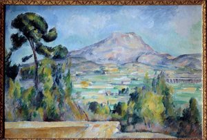 Sainte Victoire fjellmaleri av Paul Cezanne (1839-1906) 1887-1890 Søn. 0,65x0,92 m Paris, Orsay museum - Mount Sainte-Victoire. Maleri av Paul Cezanne (1839-1906) av Paul Cézanne