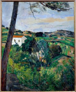 Landskap med røde tak eller furu a l'Estaque-maleri av Paul Cezanne (1839-1906) 1875 Søn. 0,73x0,6 m Paris, Musee de l'Orangerie av Paul Cézanne
