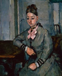 Madame Cezanne lener seg på et bord, ca. 1873 (olje på lerret) av Paul Cézanne