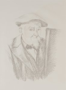 Selvportrett før et staffeli av Paul Cézanne