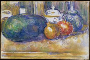 Stilleben med en vannmelon og granatepler av Paul Cézanne