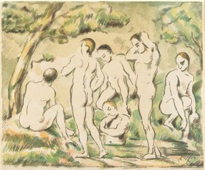 De badende (liten plate) av Paul Cézanne