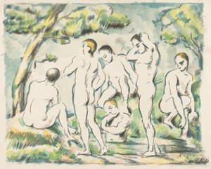De badende (liten plate) av Paul Cézanne