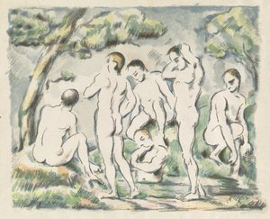 De badende (Liten plate) av Paul Cézanne