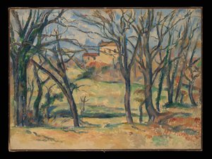 Trær og hus nær Jas de Bouffan av Paul Cézanne