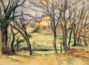 Trær og hus i nærheten av Jas de Bouffan av Paul Cézanne