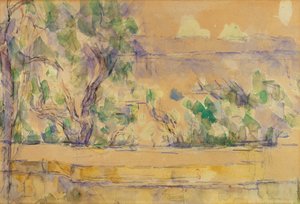 Visning tatt i studioet i Lauves (akvarell over blyant på papir) av Paul Cézanne