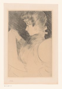 Portrett av en ukjent lesende kvinne av Paul César Helleu (signed by artist)