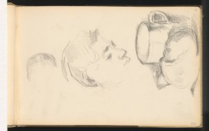 Et hode, en kopp og en rundstykke av Paul Cézanne