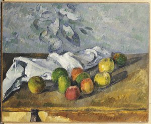 Epler og en serviett av Paul Cézanne