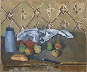 Frukt, Serviett og Melkekanne av Paul Cézanne