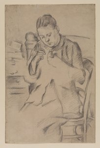 Hortense Fiquet, Madame Cezanne, sying, ca. 1880 (blyant på papir) av Paul Cézanne