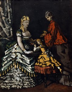 Interiør med to kvinner og et barn, c1861 av Paul Cézanne