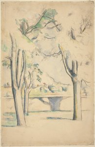 Mont Sainte-Victoire sett bortenfor muren til Jas de Bouffan av Paul Cézanne