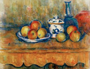 Epler, karaffel og sukkerskål av Paul Cézanne