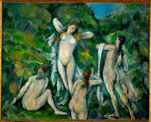 Fire badende av Paul Cézanne