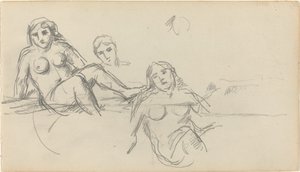 Sittende bader [verso] av Paul Cézanne