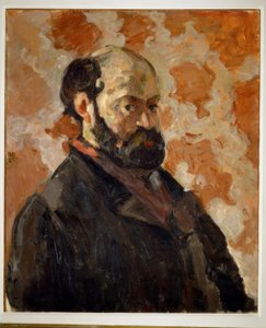 Selvportrett mot rosa bakgrunn av Paul Cézanne