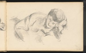 Kunstnerens sønn lener seg på albuen av Paul Cézanne