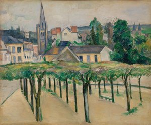 Kirken Saint-Aspais sett fra Place de la Préfecture på Melun av Paul Cézanne