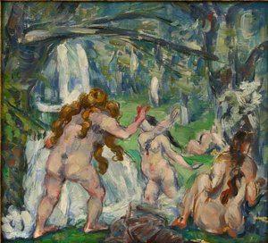 ""Tre badere"" Maleri av Paul Cezanne (1839-1906) 1875 Olje på lerret - størrelse 30,5x33cm Privat samling av Paul Cézanne